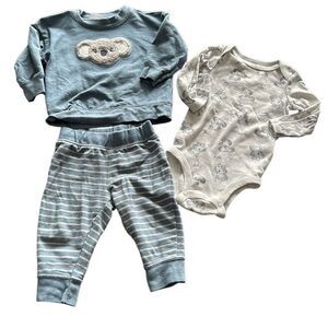Carter’s koala long sleeve 6 months baby boy pants sweatshirt bodysuit blue
